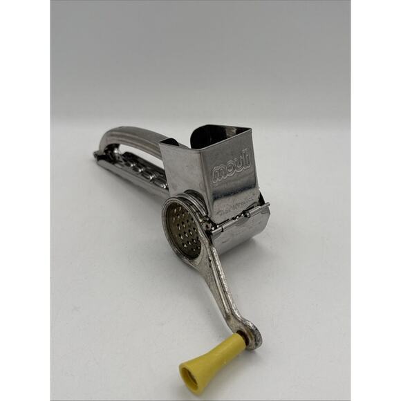 Vintage MOULI Cheese Grater Made in France Yellow Plastic Handle Crank - Picture 1 of 3